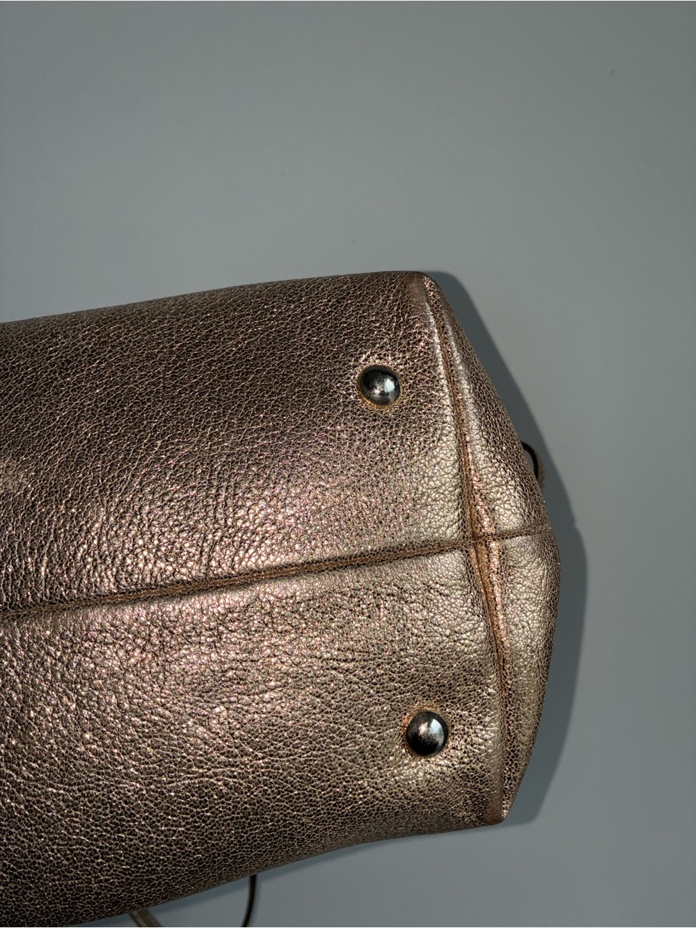 Jimmy Choo Metallic Shoulder Bag — Drawstring & Zip, Silver Hardware, Logo - Picture 8 of 13